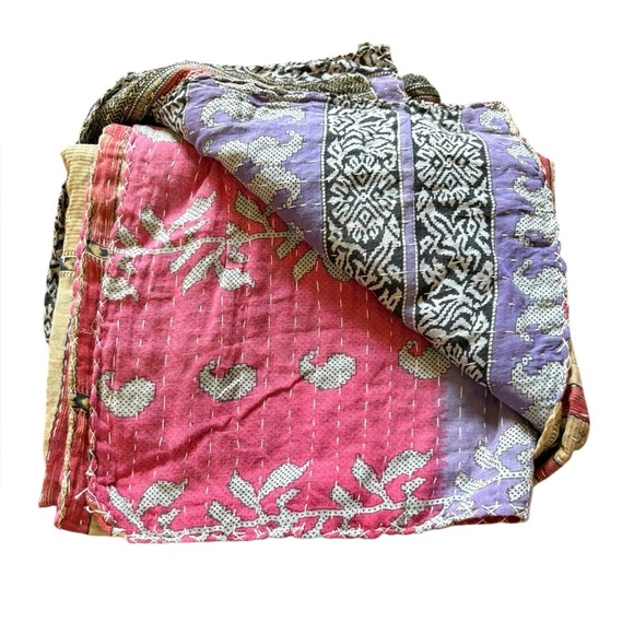 Boho Colorful Patchwork Kathna Reversible Quilt - Picture 7 of 16